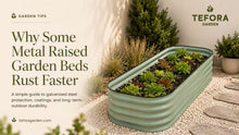 Tefora Garden Z275 galvanized steel raised garden bed panel showing corrosion-resistant coating