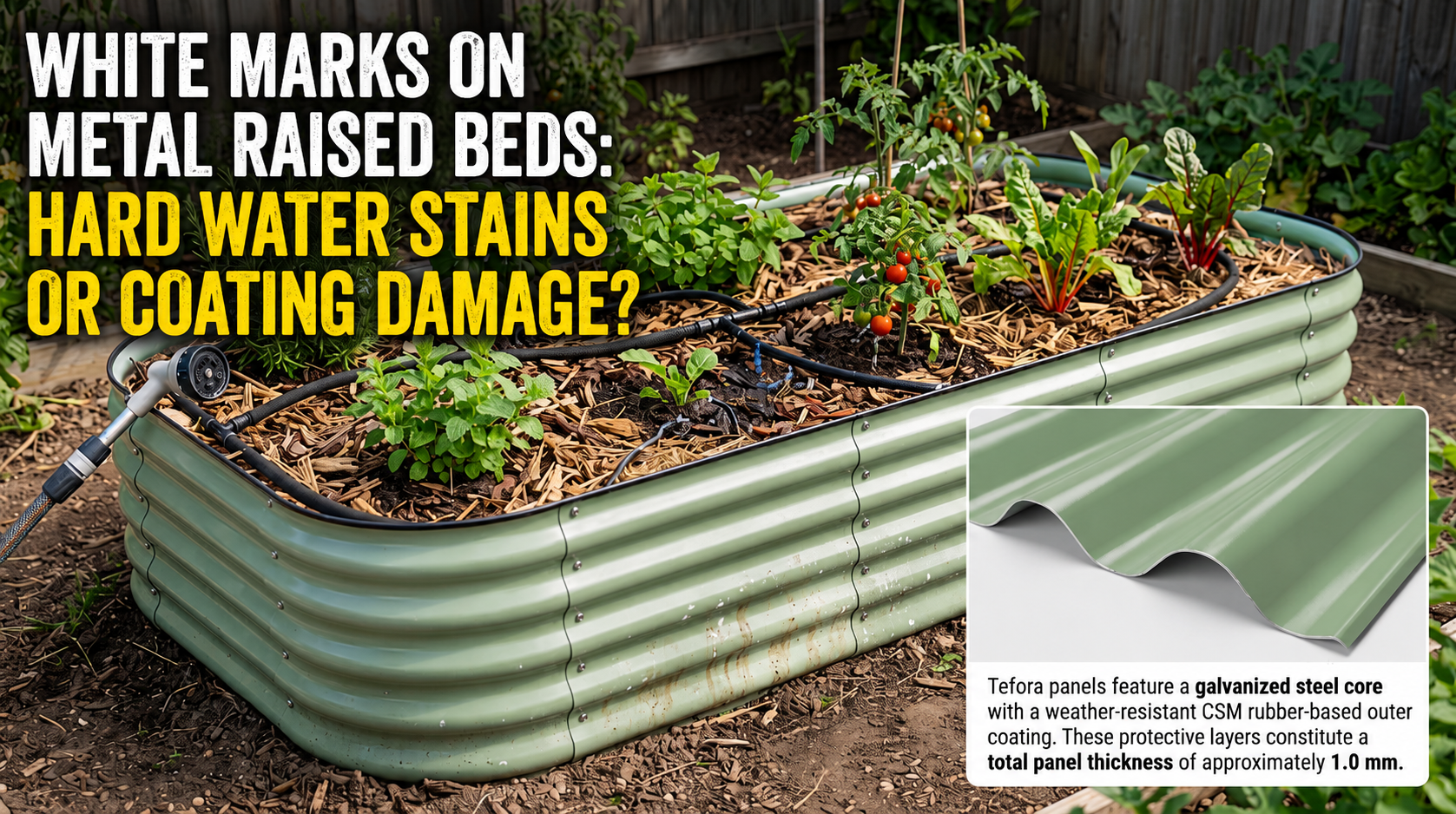 White Marks on Metal Raised Beds: Hard Water Stains or Coating Damage?