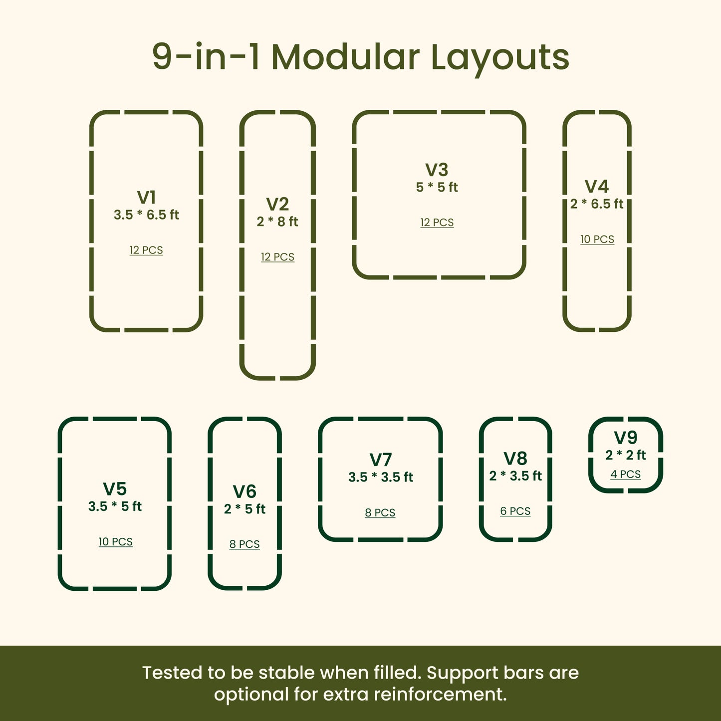 17" Tall 9 in 1 Metal Garden Bed Kit