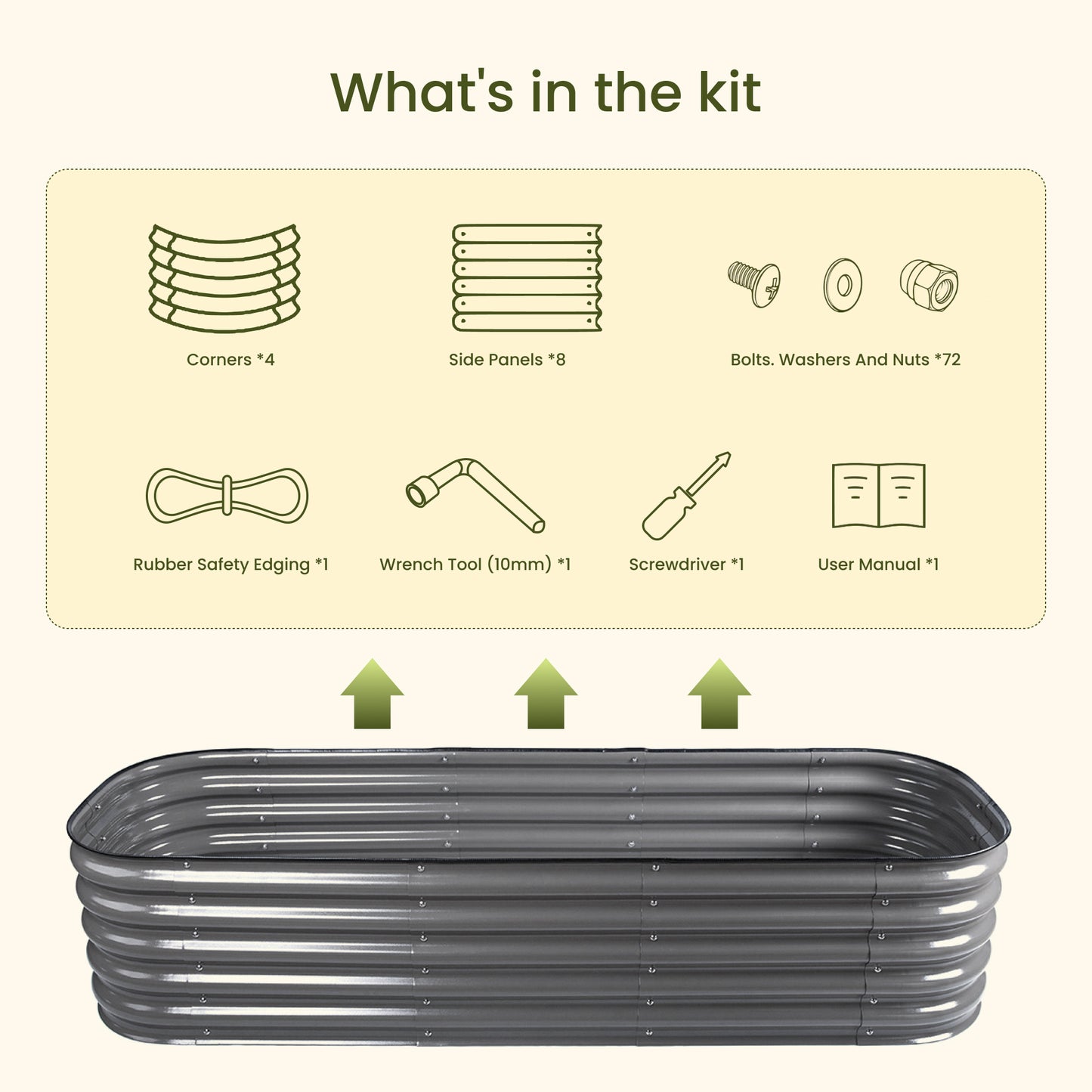 17" Tall 9 in 1 Metal Garden Bed Kit