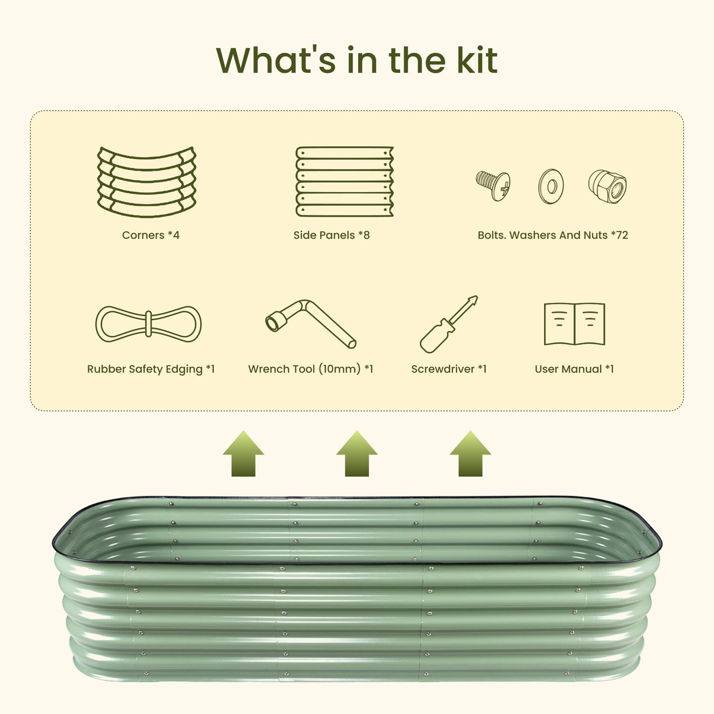 17" Tall 9 in 1 Metal Garden Bed Kit