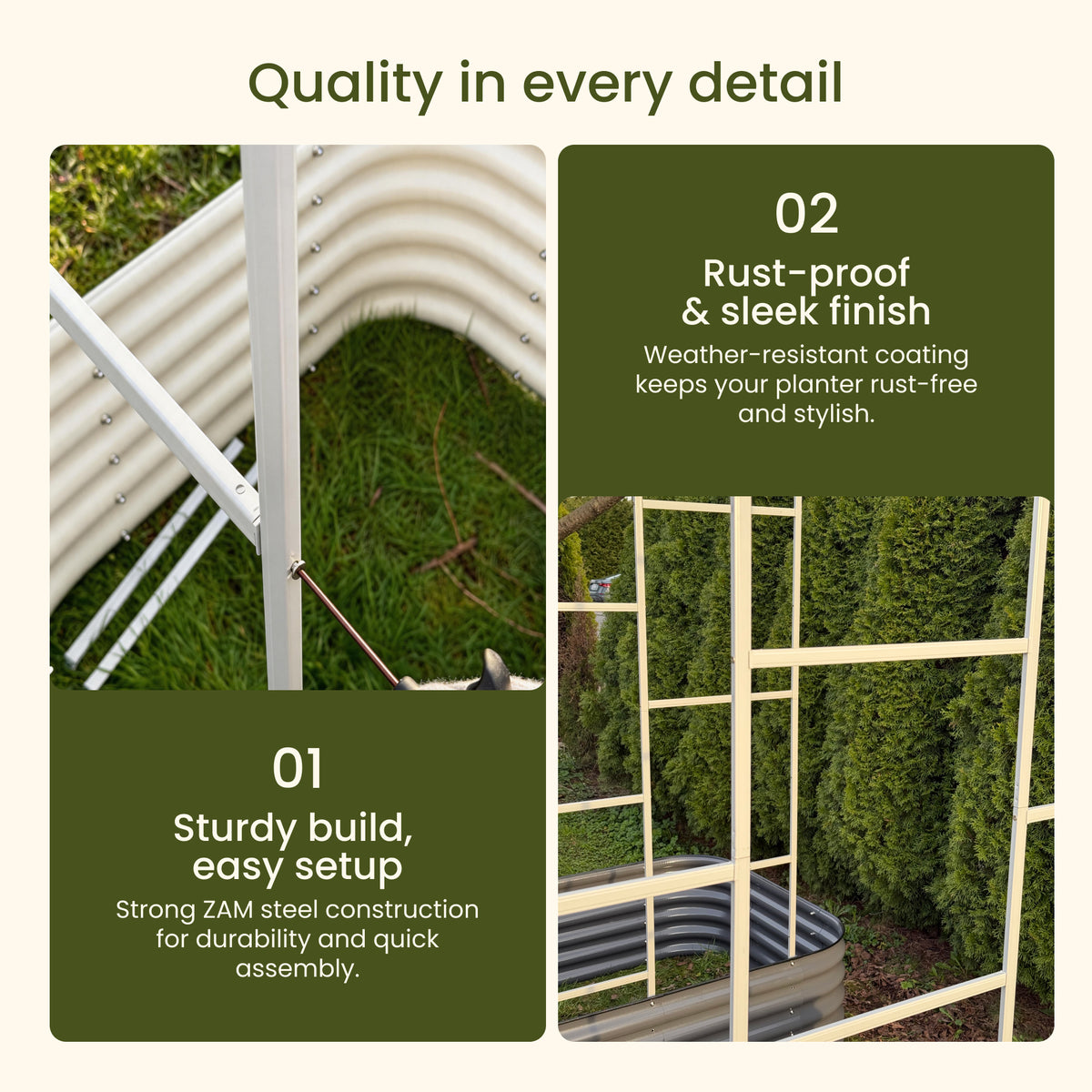 6 ft Wall Trellis for 9-in-1 Raised Garden Beds | ZAM Steel Plant Support