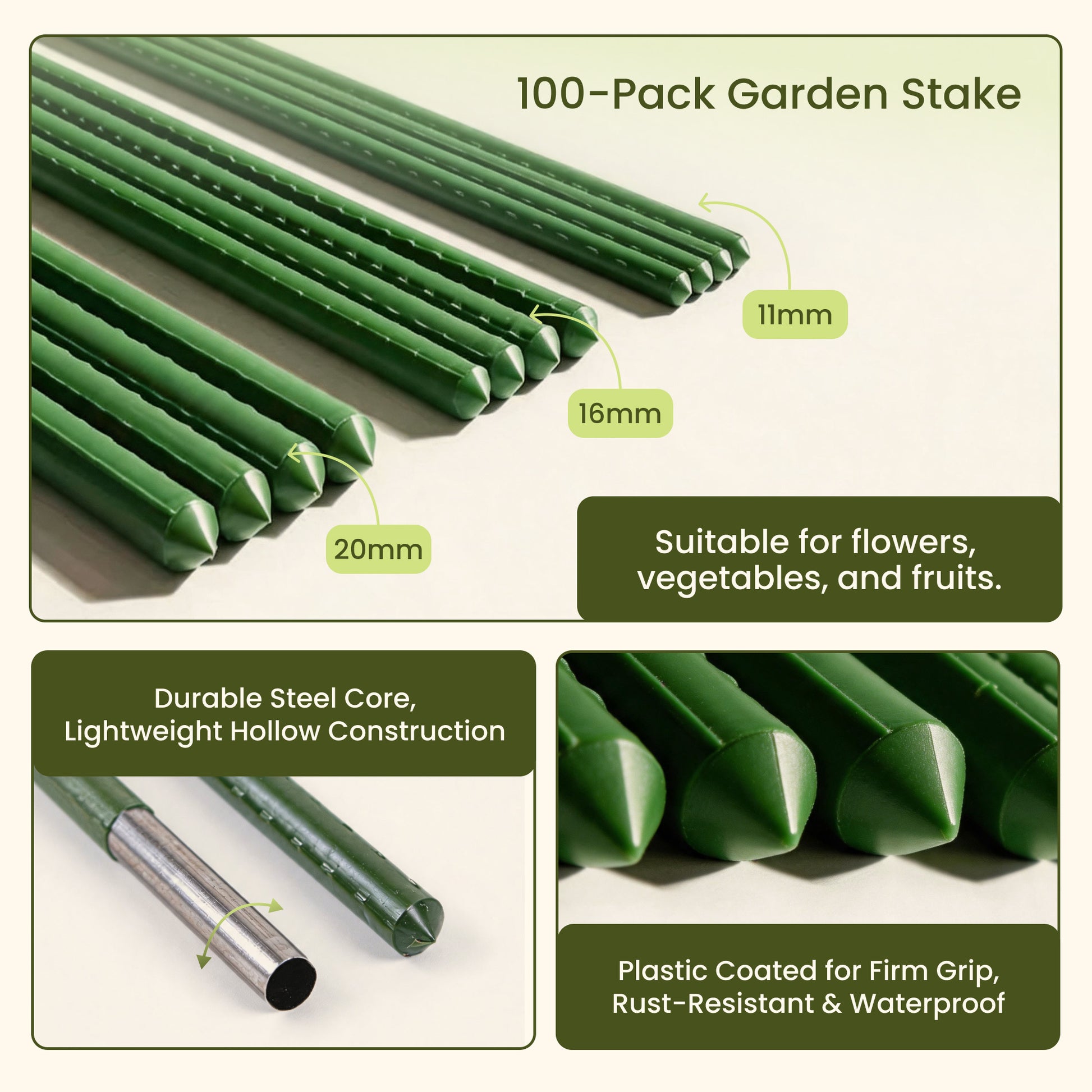 plastic plant support sticks Garden Stake - Plastic Coated Steel Plant Support Sticks